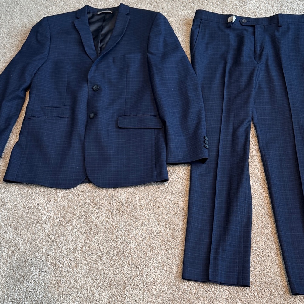 Marc New York Navy Windowpane Two-Piece Suit